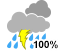 Rain. Risk of thunderstorms (100%)